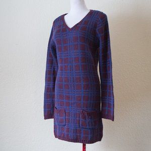 Moral Fiber Plaid Sweater Mini Dress Large